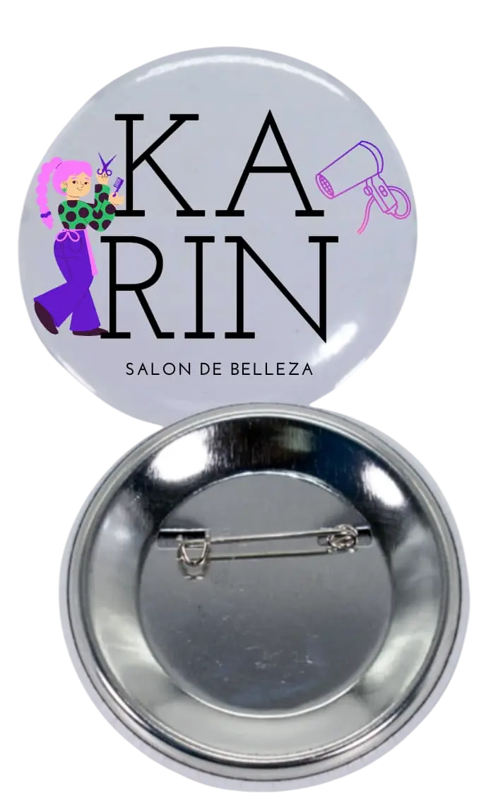 Chapa circular de 58mm con gancho metálico ideal para eventos