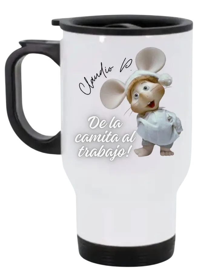 Mug térmico personalizado con tapa y mango para evitar derrames